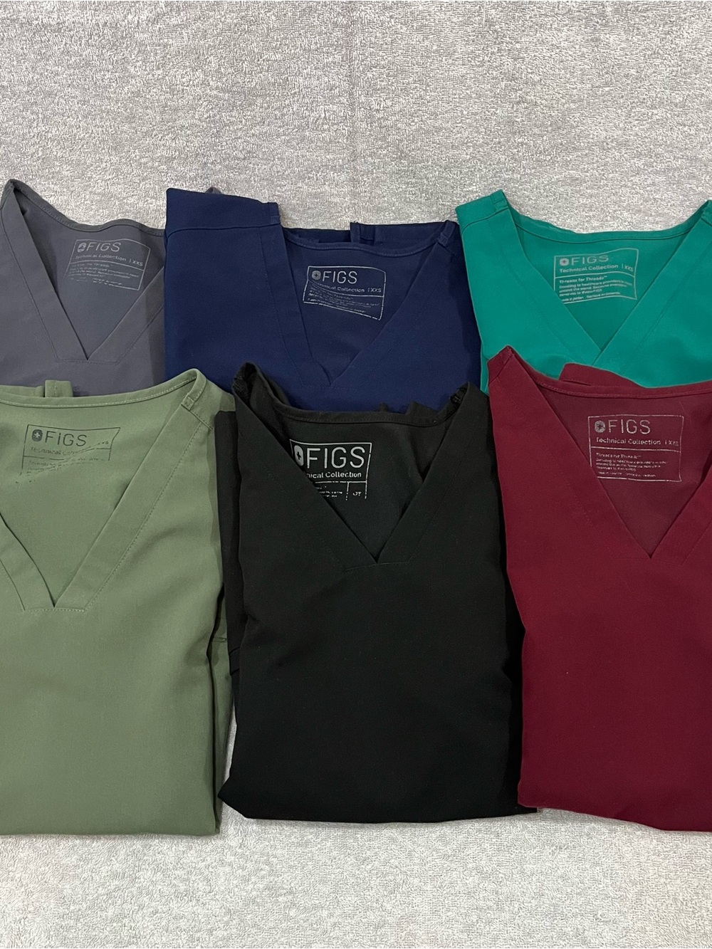 LOT 6 FIGS Scrub Top Womens XXS Technical Collection Uniform Medical Nurse